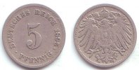 Kaisereich 5 Pfennig Kursmünze, großer Adler -
