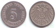 Kaisereich 5 Pfennig Kursmünze, großer Adler -