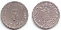 Kaisereich 5 Pfennig Kursmünze, großer Adler -