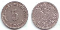 Kaiserreich 5 Pfennig Kursmünze, großer Adler -