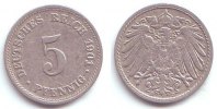 Kaiserreich 5 Pfennig Kursmünze, großer Adler -