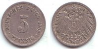 Kaiserreich 5 Pfennig Kursmünze, großer Adler -