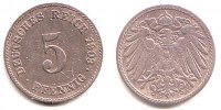 Kaiserreich 5 Pfennig Kursmünze, großer Adler -