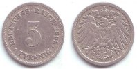 Kaiserreich 5 Pfennig Kursmünze, großer Adler -