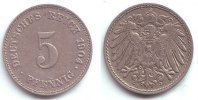 Kaiserreich 5 Pfennig Kursmünze, großer Adler -