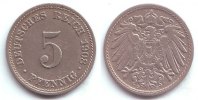 Kaiserreich 5 Pfennig Kursmünze, großer Adler -
