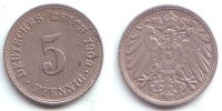 Kaiserreich 5 Pfennig Kursmünze, großer Adler -