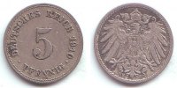 Kaiserreich 5 Pfennig Kursmünze, großer Adler -