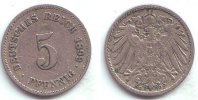 Kaiserreich 5 Pfennig Kursmünze, großer Adler -