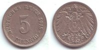 Kaisereich 5 Pfennig Kursmünze, großer Adler -