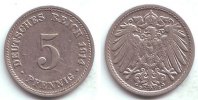 Kaisereich 5 Pfennig Kursmünze, großer Adler -