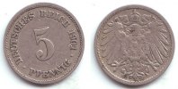 Kaisereich 5 Pfennig Kursmünze, großer Adler -