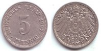 Kaisereich 5 Pfennig Kursmünze, großer Adler -