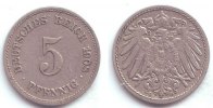 Kaisereich 5 Pfennig Kursmünze, großer Adler -