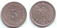 Kaisereich 5 Pfennig Kursmünze, großer Adler -