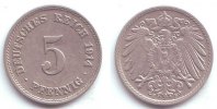 Kaisereich 5 Pfennig Kursmünze, großer Adler -