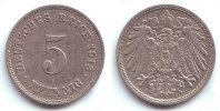 Kaisereich 5 Pfennig Kursmünze, großer Adler -