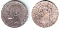 Spanien 2 Pesetas Alfonso XII. (1874 - 1885)