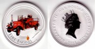 Cook Inseln 1 Dollar 1 Dollar Silbermünze - Feuerwehrauto -