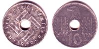 III. Reich - Reichskreditkasse 10 Pfennig 10 Reichspfennig - Lochgeld