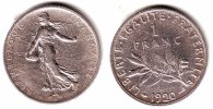 Frankreich 1 Franc Säerin vor aufgehender Sonne - Olivenzweig -