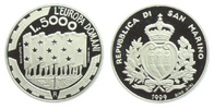 San Marino 5000 Lire Europäische Währungsunion - Europaflaggen