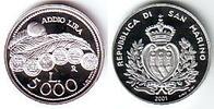 San Marino 10000 Lire Münzen und Feder