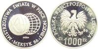 Polen 1000 Zlotych Fußball Weltmeisterschaft 1986 in Mexico - Weltkugel - Proba