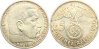 Drittes Reich 5 Reichsmark Paul von Hindenburg - mit Hakenkreuz