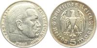 Drittes Reich 5 Reichsmark Paul von Hindenburg - ohne Hakenkreuz