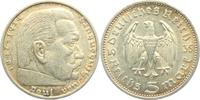 Drittes Reich 5 Reichsmark Paul von Hindenburg - ohne Hakenkreuz