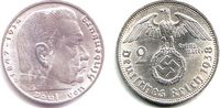 Drittes Reich 2 Reichsmark Paul von Hindenburg - mit Hakenkreuz