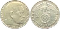 Drittes Reich 2 Reichsmark Paul von Hindenburg - mit Hakenkreuz