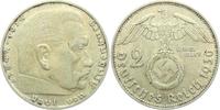 Drittes Reich 2 Reichsmark Paul von Hindenburg - mit Hakenkreuz