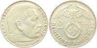 Drittes Reich 2 Reichsmark Paul von Hindenburg - mit Hakenkreuz