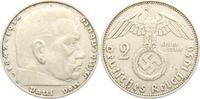 Drittes Reich 2 Reichsmark Paul von Hindenburg - mit Hakenkreuz