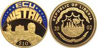 Liberia 10 Dollar Farb-Ecu-Münze - Österreich Wiener Hofburg - mit Echtheitszertifikat - vergoldet -