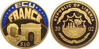 Liberia 10 Dollar Farb-Ecu-Münze - Frankreich - Triumphbogen Paris - mit Echtheitszertifikat -