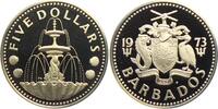 5 Dollars 1973 Barbados Brunnen - Muschelbrunnen PP in Kapsel