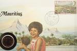 Mauritius 2 Cents auf Numisbrief Numisbrief Mauritius - Stempel 1985 - Mutter mit Kind am Wasser -