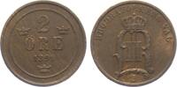 2 Öre 1899 Schweden Oskar II. von Schweden (1872 - 1907) vz-st