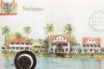 Surinam 25 Cents auf Numisbrief Numisbrief - Blume - Häuser am Strand -