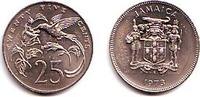 Jamaica 25 Cents Kolibri an Blume -