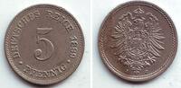 5 Pfennig 1889 J Kaiserreich 5 Pfennig - kleiner Adler f.st