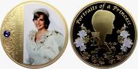 Großbritannien Medaille - farbig in Gedenken an Diana Prinzessin von Wales - mit blauem Stein besetzt - Hochzeit -