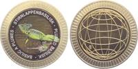 Deutschland - BRD Medaille - farbig Stirnlappenbasilisk - Schuppenkriechtier - Reptilien - Tiere -