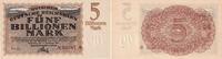 5 Billionen Mark 1923 Weimarer Republik Banknote - Deutsche Reichsbahn - 5 Billionen Mark - 1923 - Karlsruhe - Lit. U unc