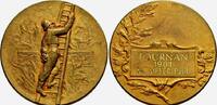 Frankreich - Tournan Medaille 1901 Feuerwehrmann - Feuerwehr Bronze vergoldet