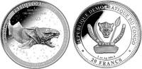 Kongo 20 Francs Dunkleotesos - Prähistorischer Dinosaurier - 1 Silberunze -