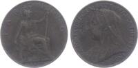 Großbritannien 1 Farthing Queen Victoria (1837-1901) mit Witwenschleier -